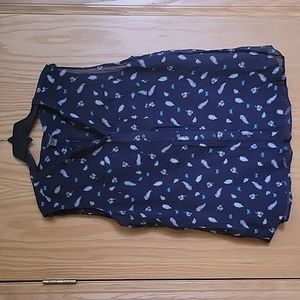 Blue, sleeveless Eddie Bauer top.